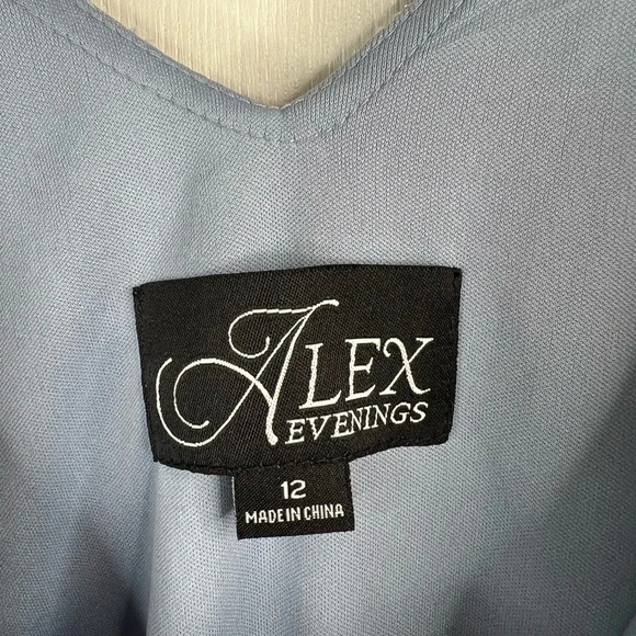 Alex Evenings Hydrangea Blue High-Low Gown V Neck with Jacket Sz 12 3/4 Sleeve - Picture 11 of 11